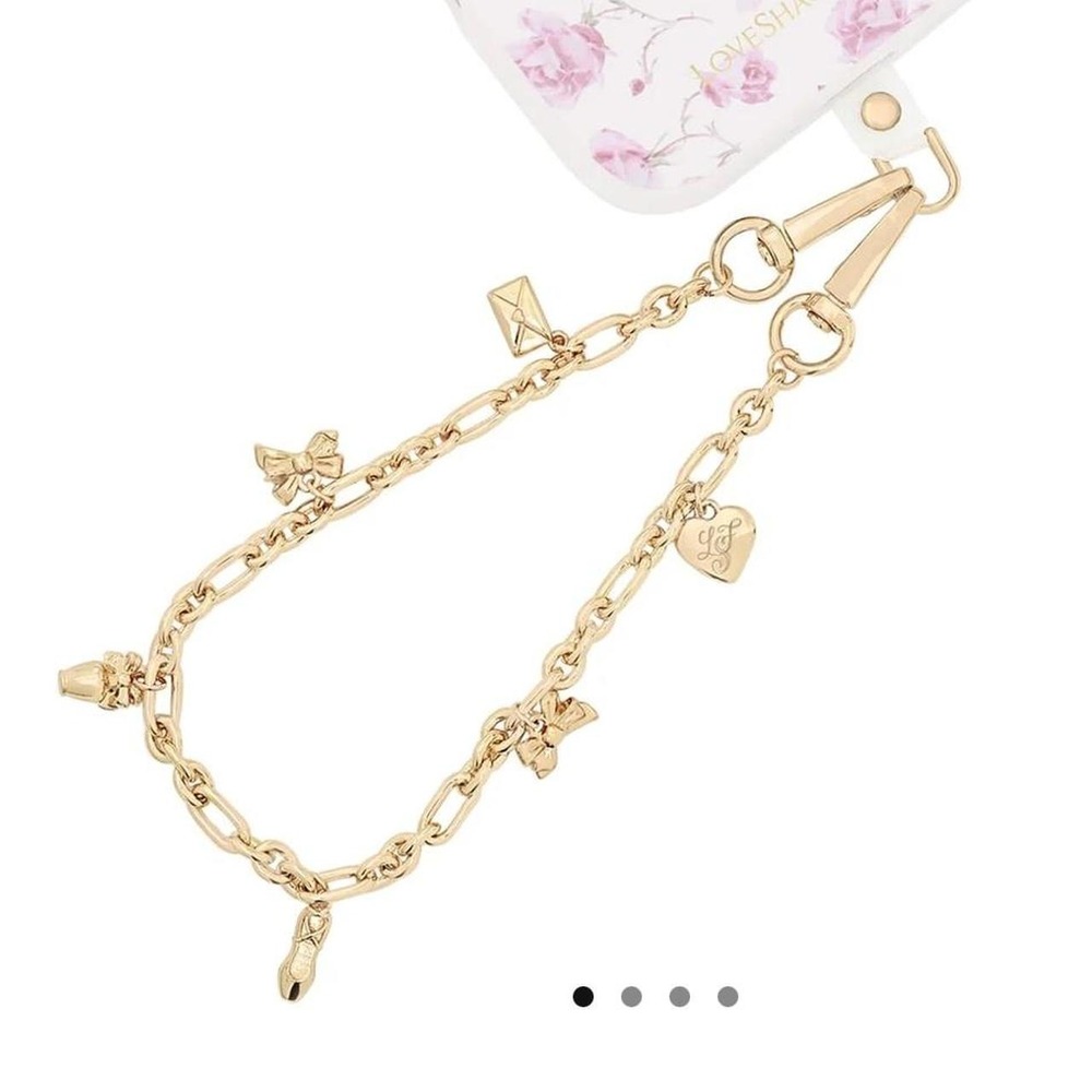 Loveshackfancy x case mate gold phone charm with heart and bow charms